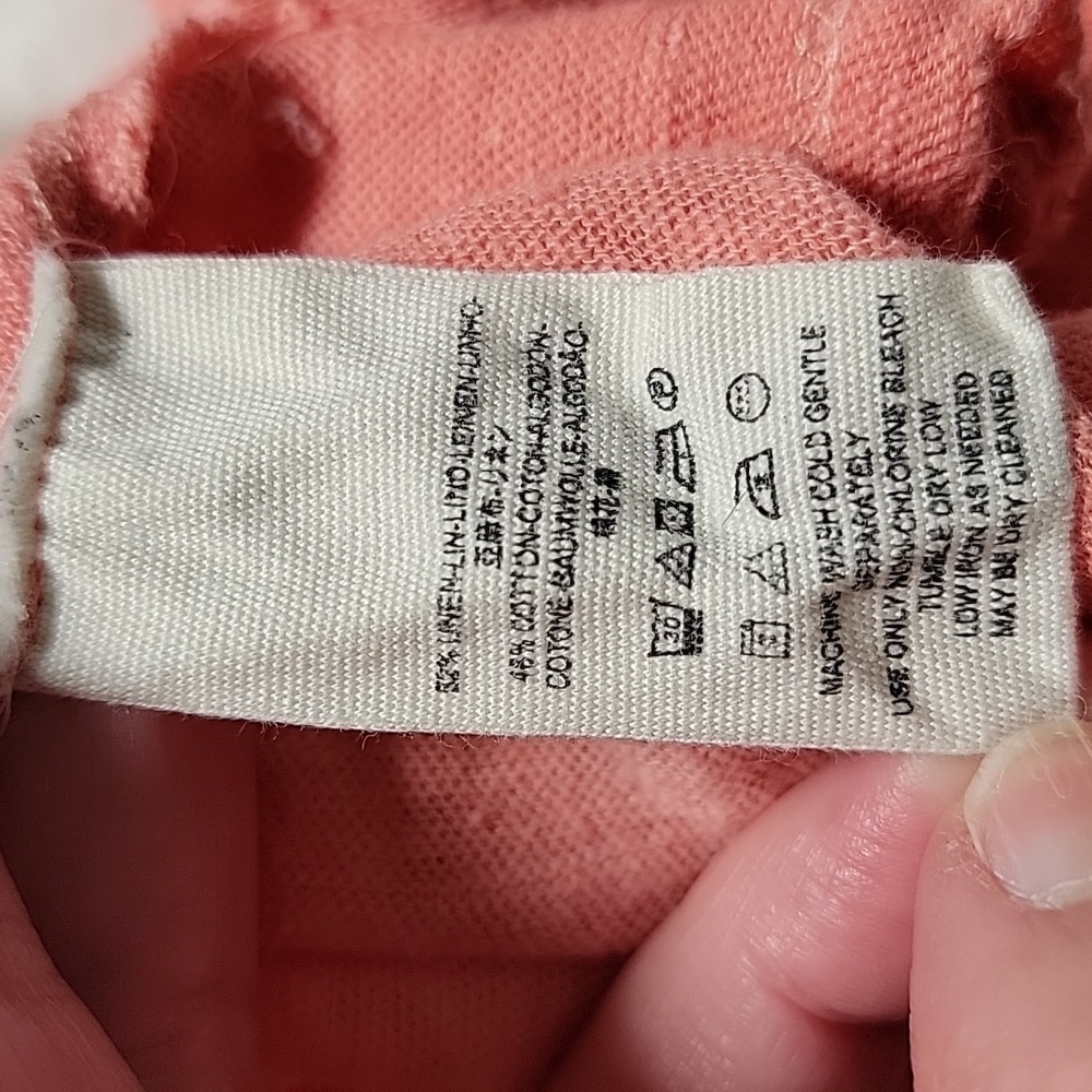 FP We The Free Ombre Linen Slub 3/4 Sleeve Top Ivory Pink Strawberry M - Picture 13 of 16